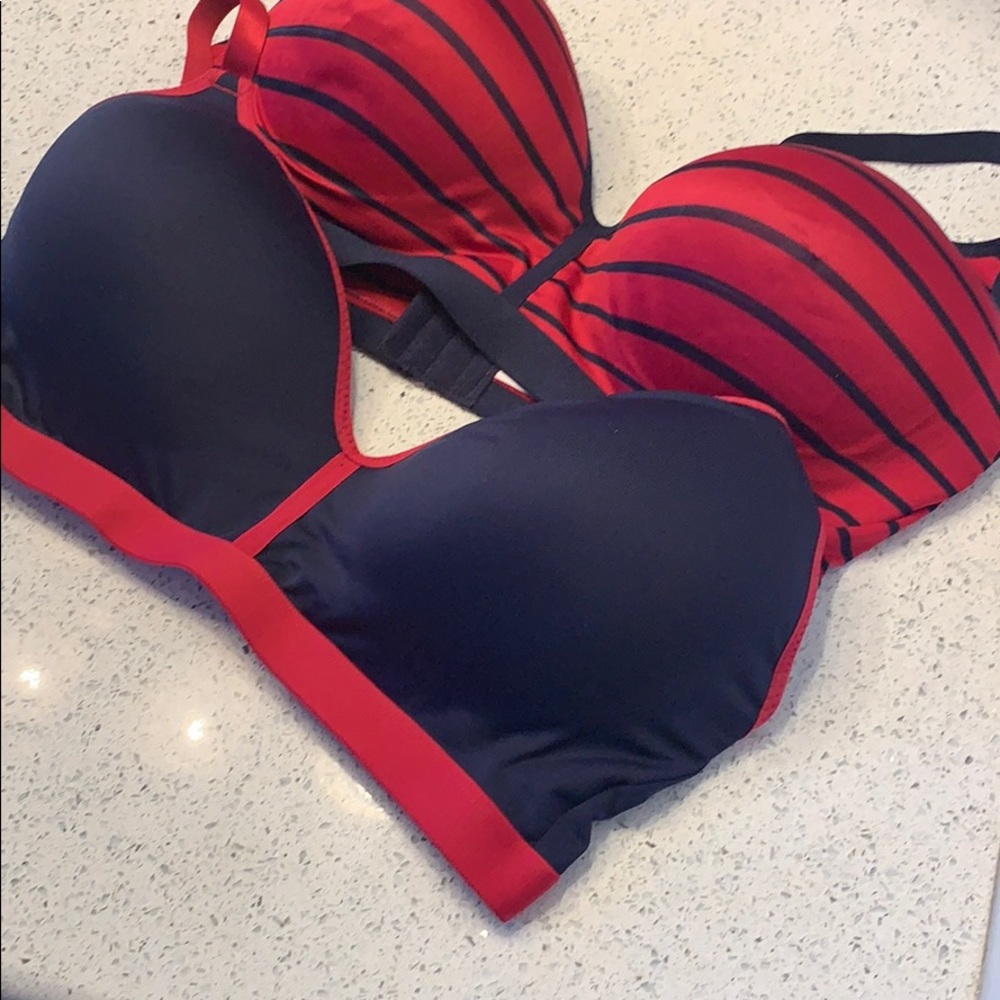 Two wireless JustBe bras, sz 38D.  Worn 1x